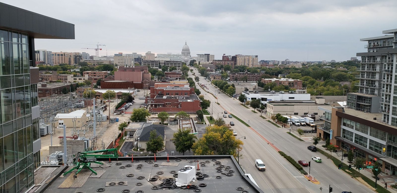 The view from the StartingBlock office along East Washington Avenue toward the State Capitol