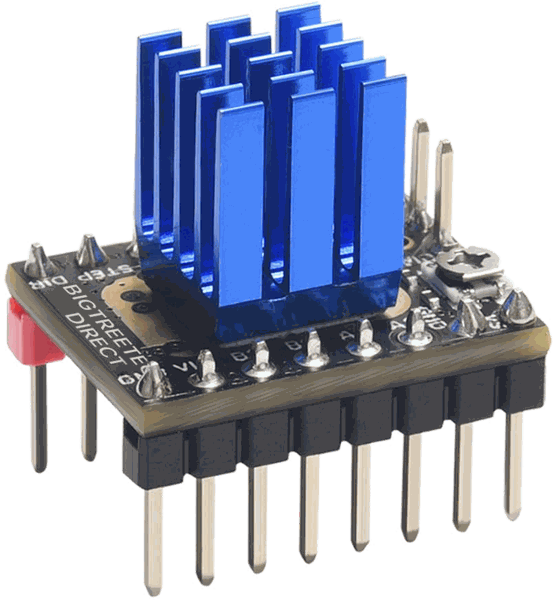 Stepper motor driver module with blue heat sink and pin headers